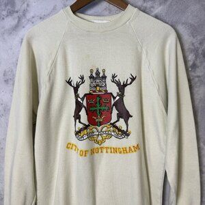 Vintage Nottingham Sweatshirt Mens XL White Crew Neck London 80s 90s K3